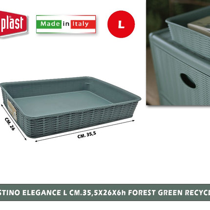 Cestino Elegance L Cm.35,5X26X6H Forest Green Recycled Stefanplast