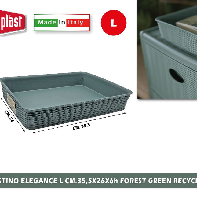 Cestino Elegance L Cm.35,5X26X6H Forest Green Recycled Stefanplast