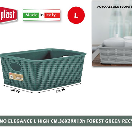 Cestino Elegance L High Cm.36X29X13H Forest Green Recycled Stefanplast