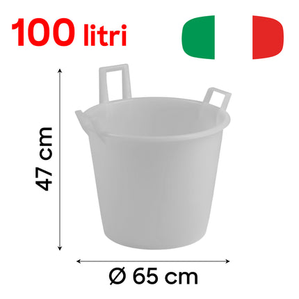 Stefanplast Mastello 2/3 Manici – Secchio Grande Fino A 175L Per Vino, Verdure E Pulizie – Ø Da 45 A 80 Cm – Bianco O Azzurro
