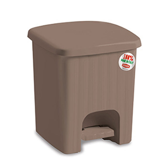 Stefanplast Pattumiera Pedalina Quadra Lt.4,5 Per Rifiuti In Design Compatto E Funzionale Tortora Stefanplast
