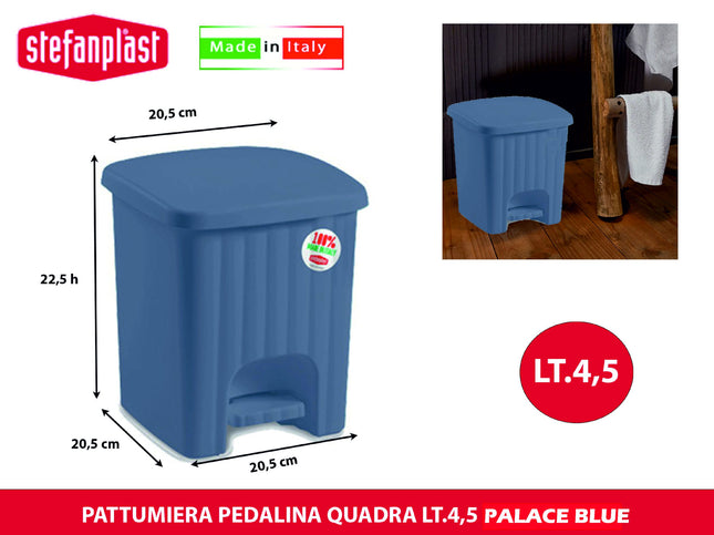 Stefanplast Pattumiera Pedalina Quadra Lt.4,5 Per Rifiuti In Design Compatto E Funzionale Stefanplast