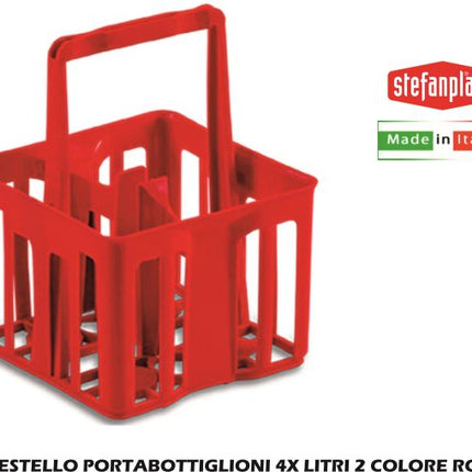 Stefanplast Cestello Portabottiglioni 4X Lt.2 Rosso