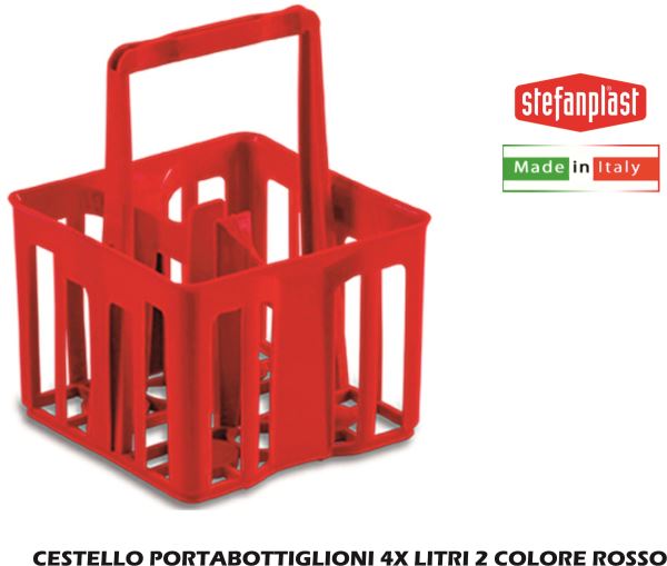 Stefanplast Cestello Portabottiglioni 4X Lt.2 Rosso