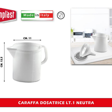 Stefanplast Caraffa Dosatrice Neutra Lt.1-5 Per Dosaggio Preciso E Pratico In Cucina E Bar