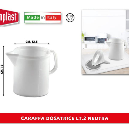 Stefanplast Caraffa Dosatrice Neutra Lt.1-5 Per Dosaggio Preciso E Pratico In Cucina E Bar