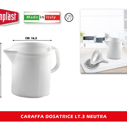 Stefanplast Caraffa Dosatrice Neutra Lt.1-5 Per Dosaggio Preciso E Pratico In Cucina E Bar