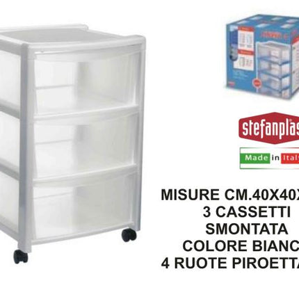 Stefanplast Cassettiera Libera 3 E 4 Cassetti Cm.40X40X63-80H Design Funzionale E Salvaspazio
