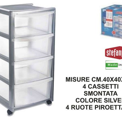 Stefanplast Cassettiera Libera 3 E 4 Cassetti Cm.40X40X63-80H Design Funzionale E Salvaspazio