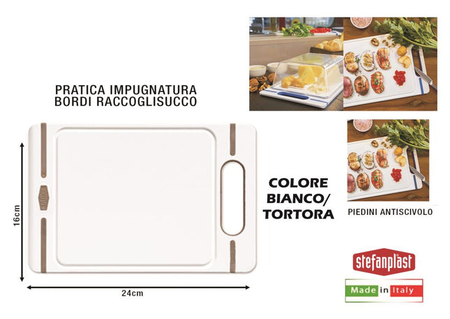 Tagliere Italian Chef S Cm.24X16X1H Bianco/Tortora-8003507512122
