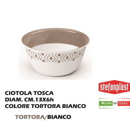 Ciotola Tosca Cm.13 Bianco/Tortora Chiaro Plus-8003507549005