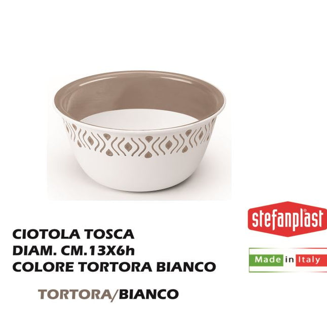 Ciotola Tosca Cm.13 Bianco/Tortora Chiaro Plus-8003507549005