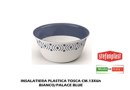 Insalatiera Plastica Tosca Cm.13 Bianco/Palace Blue-8003507549012