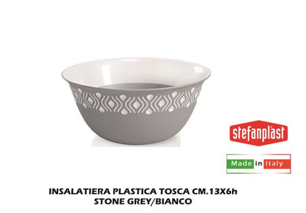 Insalatiera Plastica Tosca Cm.13 Stone Grey/Bianco-8003507549029