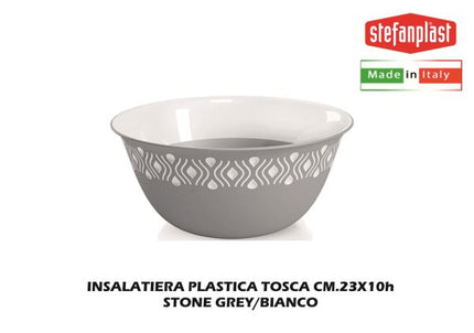 Insalatiera Plastica Tosca Cm.23 Stone Grey/Bianco-8003507550520