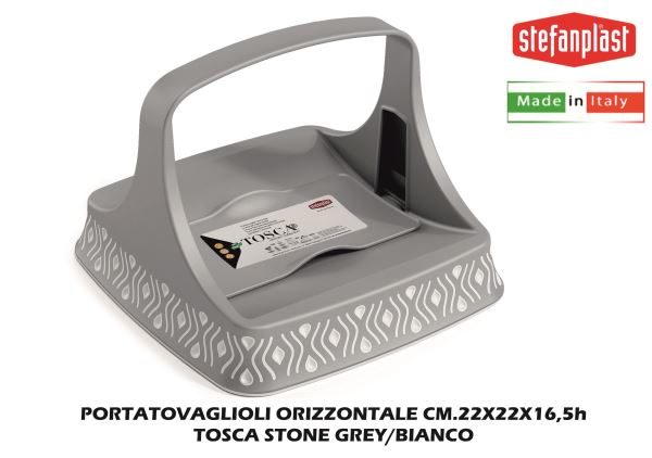 Portatovaglioli Orizzontale Tosca Stone Grey/Bianco-8003507558021