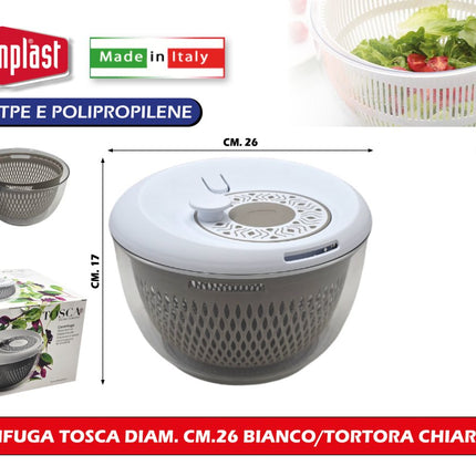 Centrifuga Tosca Insalata Diam. Cm.26 - Vari Colori - Per Alimenti BIANCO TORTORA CHIARO PLUS Stefanplast