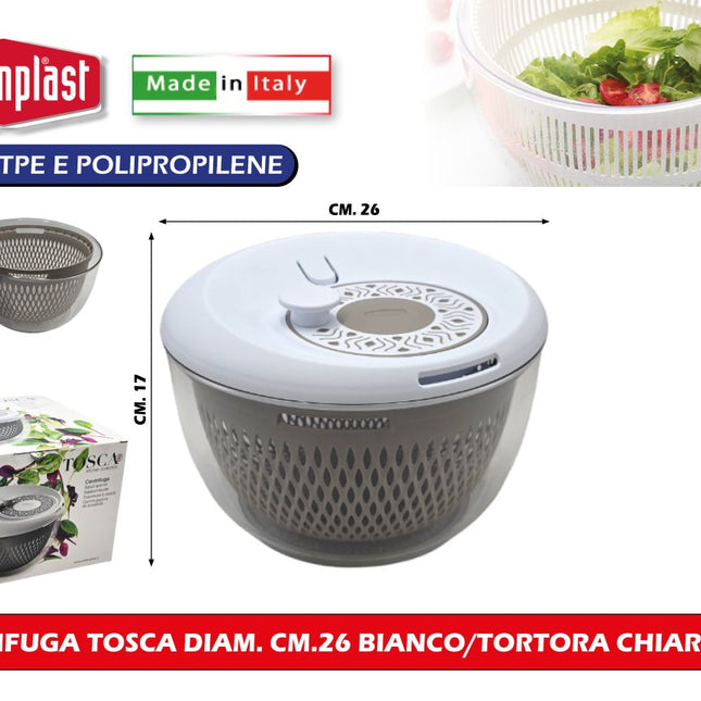 Centrifuga Tosca Insalata Diam. Cm.26 - Vari Colori - Per Alimenti BIANCO TORTORA CHIARO PLUS Stefanplast