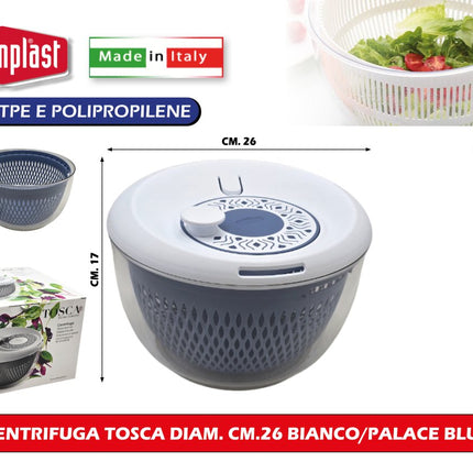 Centrifuga Tosca Insalata Diam. Cm.26 - Vari Colori - Per Alimenti BIANCO PALACE BLUE Stefanplast