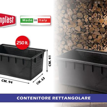 Stefanplast Contenitore Rettangolare Nero 250 Litri Stefanplast