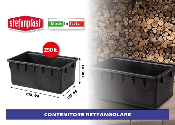 Stefanplast Contenitore Rettangolare Nero 250 Litri Stefanplast