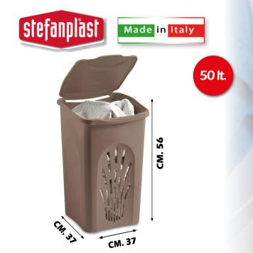 Stefanplast Portabiancheria Primavera Lt.50 E Lt.25 Traforato E Non Traforato Tortora Lt.50 Traforato Stefanplast