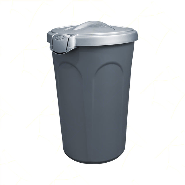 Bidone Con Coperchio Tom 46 Litri Silver Con Maniglie E Chiusura Con Clip, Ideale Per Cibo Per Cani Gatti, Adatto A Raccolta Rifiuti