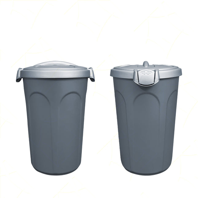 Bidone Con Coperchio Tom 46 Litri Silver Con Maniglie E Chiusura Con Clip, Ideale Per Cibo Per Cani Gatti, Adatto A Raccolta Rifiuti