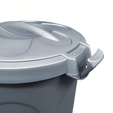 Bidone Con Coperchio Tom 46 Litri Silver Con Maniglie E Chiusura Con Clip, Ideale Per Cibo Per Cani Gatti, Adatto A Raccolta Rifiuti