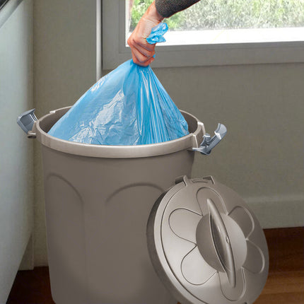 Bidone Con Coperchio Tom 46 Litri Silver Con Maniglie E Chiusura Con Clip, Ideale Per Cibo Per Cani Gatti, Adatto A Raccolta Rifiuti