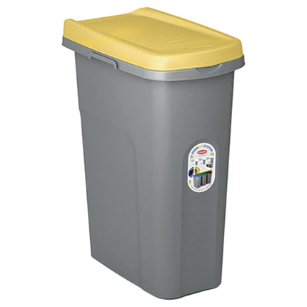Bidone Spazzatura Plastica Coperchio Colorato con Ruote Eco System Cestino