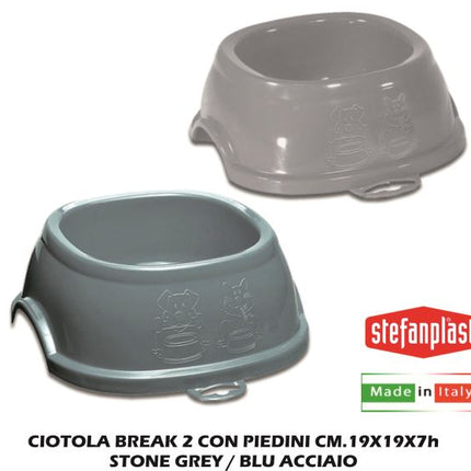 Stefanplast Ciotola Break Con Piedini In Ceramica Dimensioni Varie Design Stone Grey Blu Nordic Sky