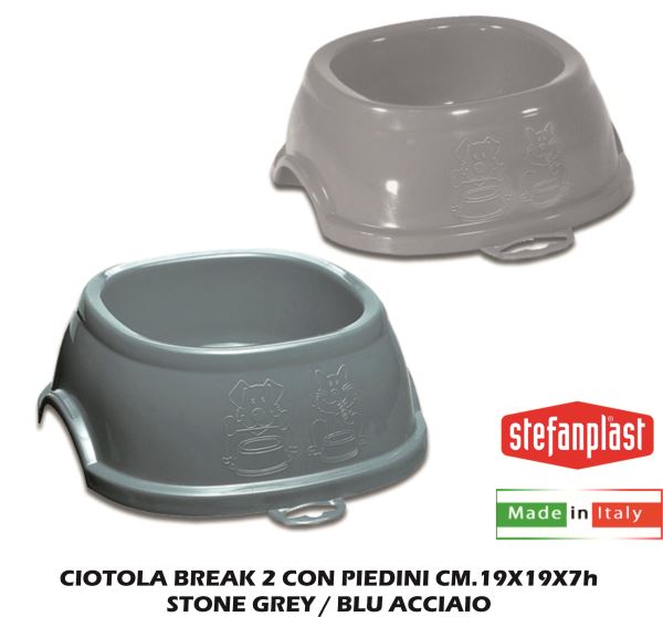 Stefanplast Ciotola Break Con Piedini In Ceramica Dimensioni Varie Design Stone Grey Blu Nordic Sky