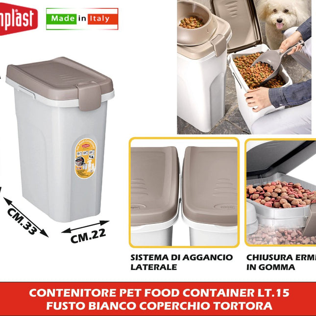 Stefanplast Contenitore Crocchette Ermetico per Cani e Gatti 15L - 6kg Stefanplast