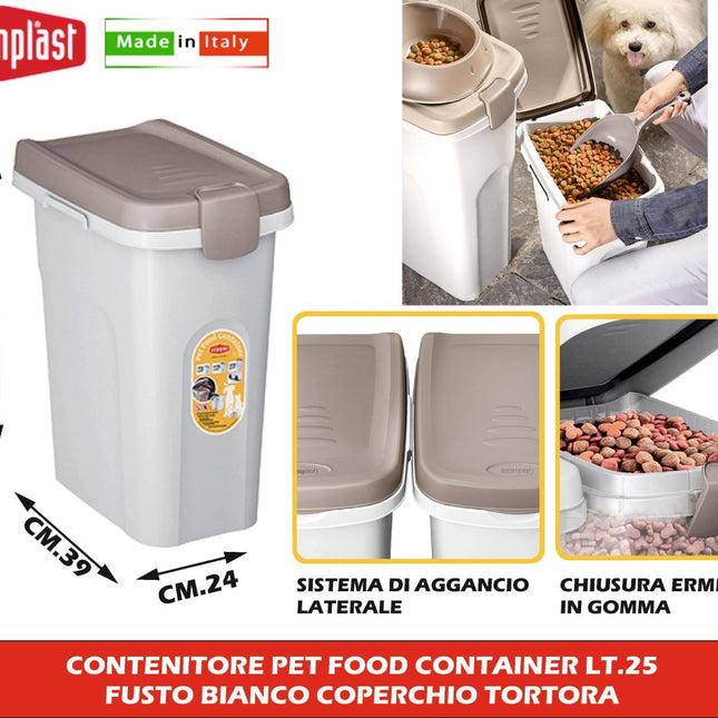Stefanplast Contenitore Crocchette Ermetico per Cani e Gatti 25L - 10kg Stefanplast