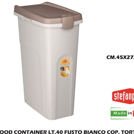 Pet Food Container Lt.40 Fusto Bianco Cop. Tortora-8003507985018