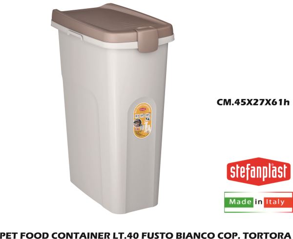 Pet Food Container Lt.40 Fusto Bianco Cop. Tortora-8003507985018