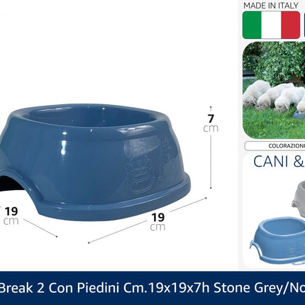 Ciotola Stefanplast Break per Cani e Gatti con Piedini Antiscivolo, Misure 0,4L - 0,6L - 1L , Colori Assortiti 0.6 L - 19 x 19 x 7h cm Stefanplast