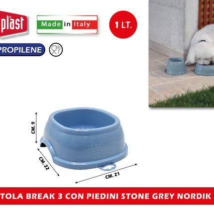 Ciotola Stefanplast Break per Cani e Gatti con Piedini Antiscivolo, Misure 0,4L - 0,6L - 1L , Colori Assortiti 1 L - 22 x 22 x 8h cm Stefanplast