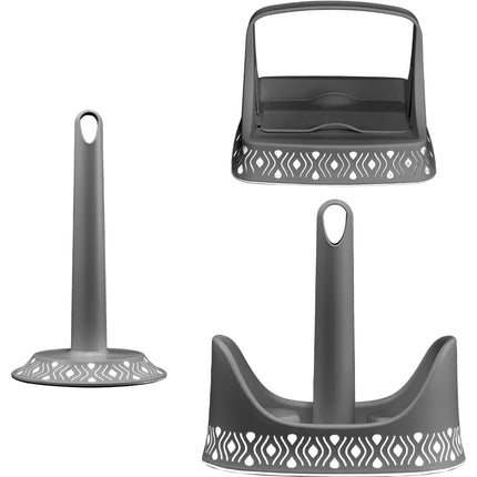 Stefanplast Tosca Set 3 Pezzi: Organizzatore Angolo Caffè | Portarotolo, Portabicchieri e Portatovaglioli | Design Made in Italy - 3 Varianti Colore Grigio Bianco Stefanplast
