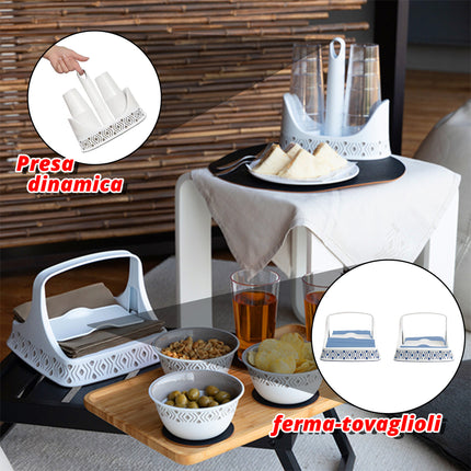Stefanplast Tosca Set 3 Pezzi: Organizzatore Angolo Caffè | Portarotolo, Portabicchieri e Portatovaglioli | Design Made in Italy - 3 Varianti Colore Stefanplast
