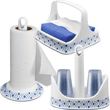 Stefanplast Tosca Set 3 Pezzi: Organizzatore Angolo Caffè | Portarotolo, Portabicchieri e Portatovaglioli | Design Made in Italy - 3 Varianti Colore Stefanplast