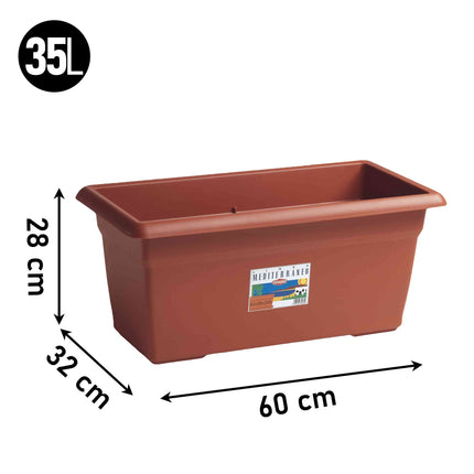 Stefanplast Fioriera Mediterraneo In Terracotta Per Esterni, Capacità 35L/60L/110L, Design Classico 60x32x28h cm Stefanplast