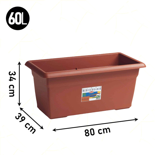 Stefanplast Fioriera Mediterraneo In Terracotta Per Esterni, Capacità 35L/60L/110L, Design Classico Stefanplast
