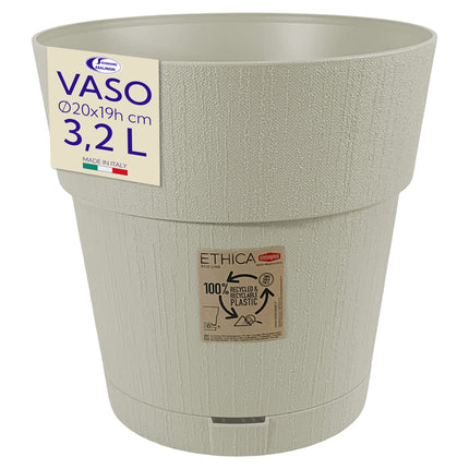 Stefanplast Vaso da Giardino Ethica Plastica Riciclata con Riserva D’acqua e Terriccio Solo Vaso Gesso Ø 20 x 19h cm Stefanplast