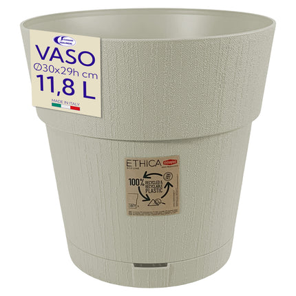 Stefanplast Vaso da Giardino Ethica Plastica Riciclata con Riserva D’acqua e Terriccio Solo Vaso Gesso Ø 30 x 29h cm Stefanplast