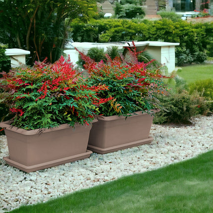 Stefanplast Sottovaso Rettangolare In Plastica – Sottocassetta Maxi Per Fioriere – Misure 60/80/100 Cm – Terracotta/Tortora