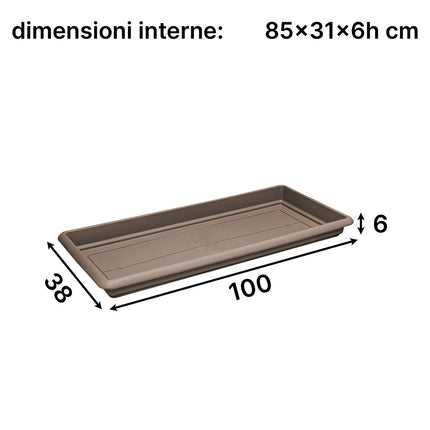 Stefanplast Sottovaso Rettangolare In Plastica – Sottocassetta Maxi Per Fioriere – Misure 60/80/100 Cm – Terracotta/Tortora