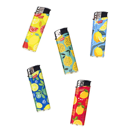Box 50 Accendini Elettrici Ricaricabili 1 Volta - Collezione Lemons - Assortiti Polyflame