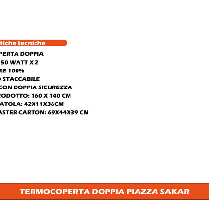 Gadip Sakar Termocoperta Doppia Piazza 160x140 cm in Poliestere | Scaldaletto Elettrico Matrimoniale 50Wx2 con Doppi Comandi Staccabili Gadip